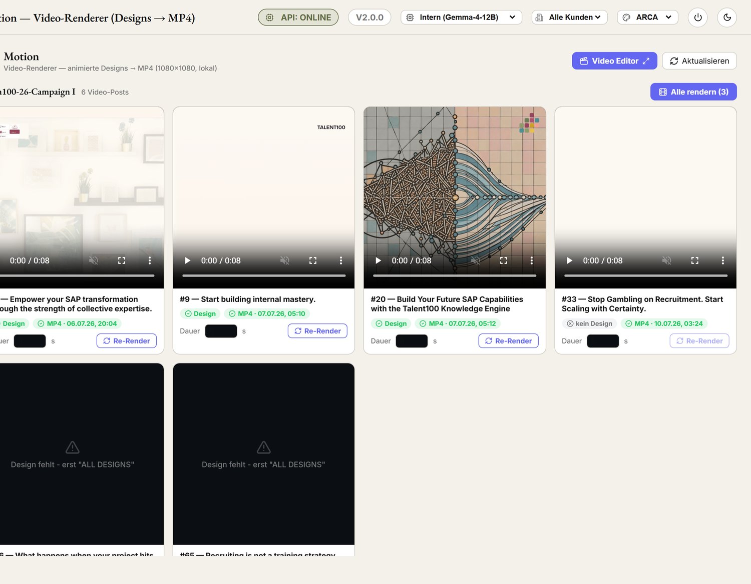 Motion video renderer